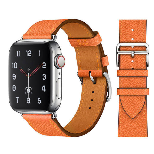 Compatible with Apple Leather Strap Slimming Double Circle Simple Apple Strap - Compatible Leather Strap in Mexican