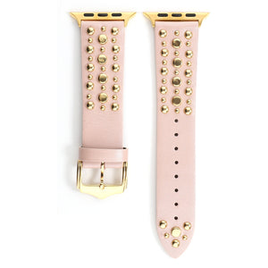 Compatible with Apple Strap Silver Nails Gold Nails Rose Gold Nails Iwatch54321 Rivet Leather Strap - Compatible iWatch