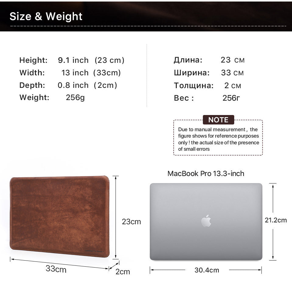 Compatible with Apple Suitable For MacBook Pro13.3 Protective Cover Crazy Horse Leather - Crazy Horse Leather Cover