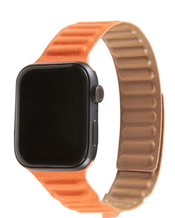 Compatible with Apple Watch Strap IWatch6 5th Generation Leather Chain Strap Double-sided Color Second-generation Loop