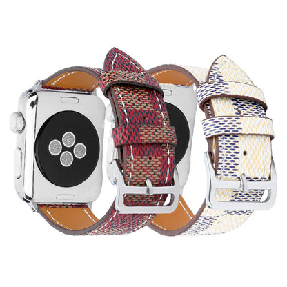 Compatible with Apple Watch strap iwtch strap checkered iWatch leather watchband - Checkered Leather iWatch Strap