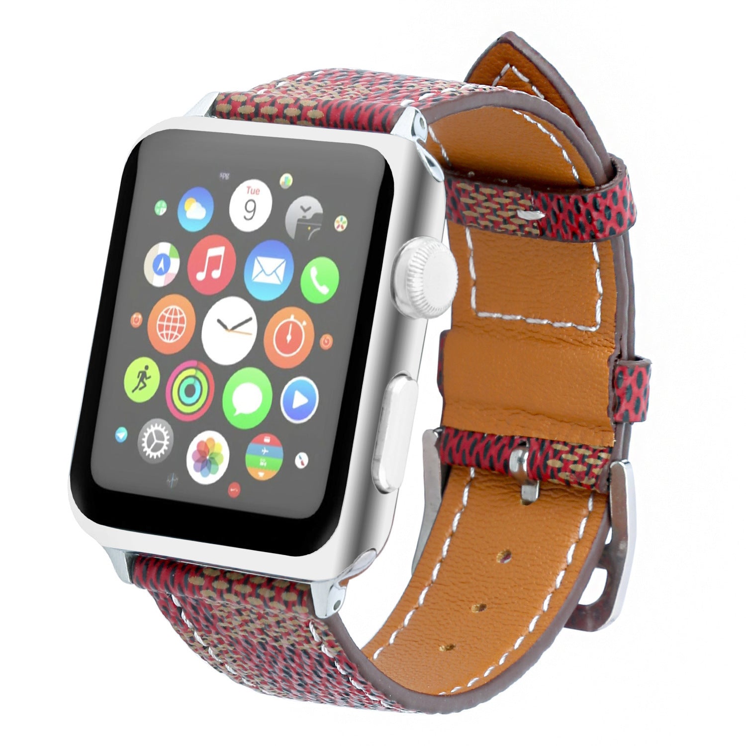 Compatible with Apple Watch strap iwtch strap checkered iWatch leather watchband - Checkered Leather iWatch Strap