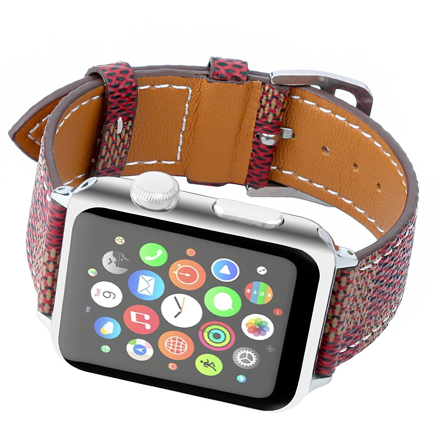 Compatible with Apple Watch strap iwtch strap checkered iWatch leather watchband - Checkered Leather iWatch Strap