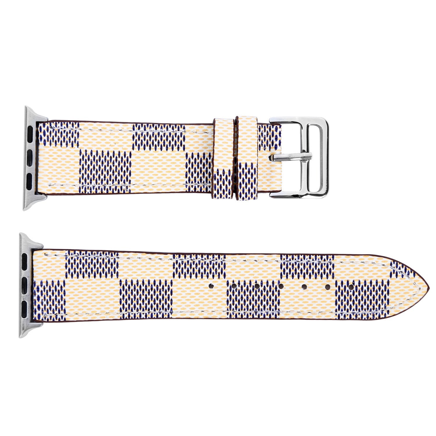 Compatible with Apple Watch strap iwtch strap checkered iWatch leather watchband - Checkered Leather iWatch Strap