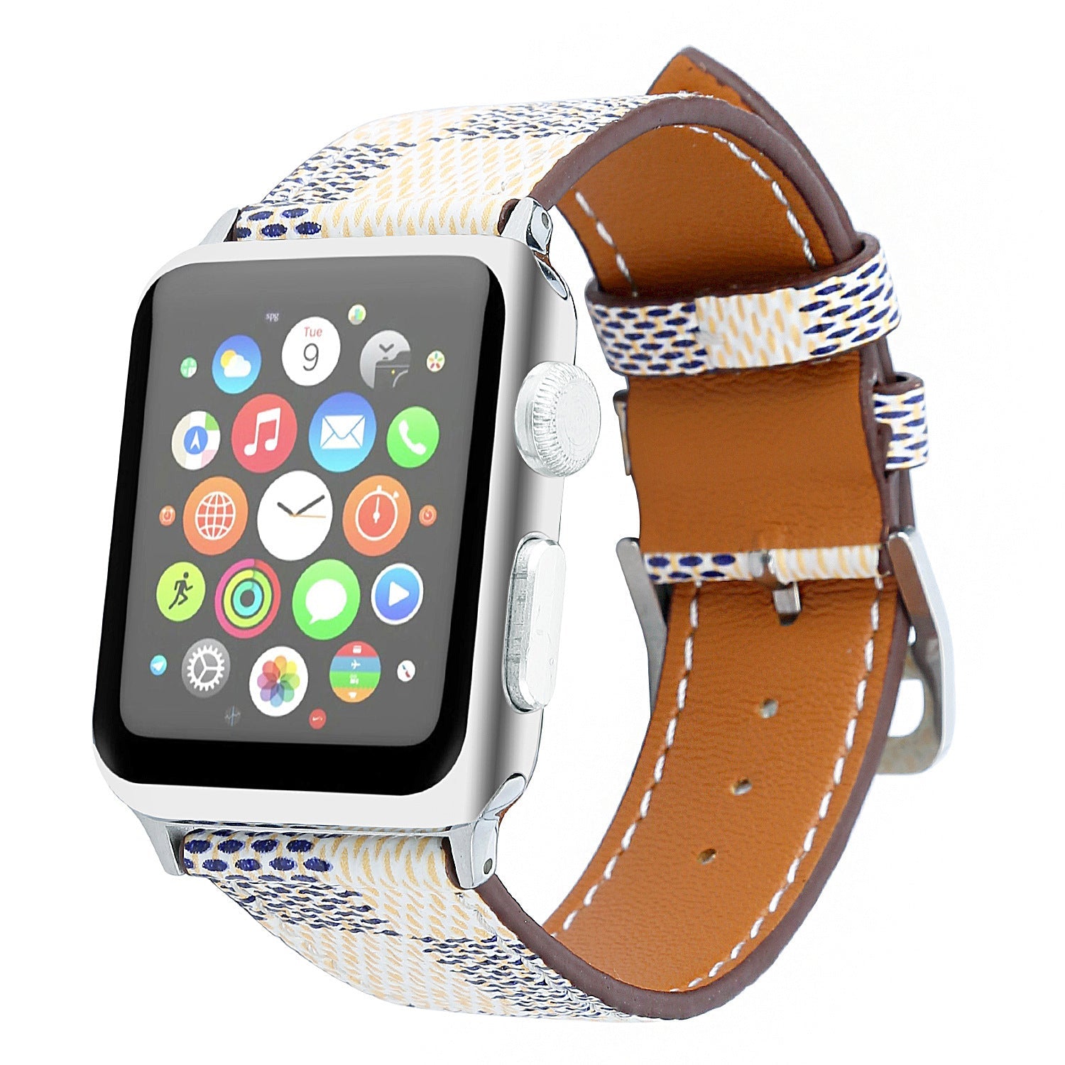 Compatible with Apple Watch strap iwtch strap checkered iWatch leather watchband - Checkered Leather iWatch Strap