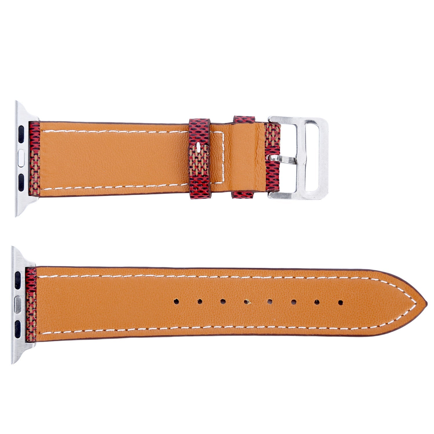 Compatible with Apple Watch strap iwtch strap checkered iWatch leather watchband - Checkered Leather iWatch Strap