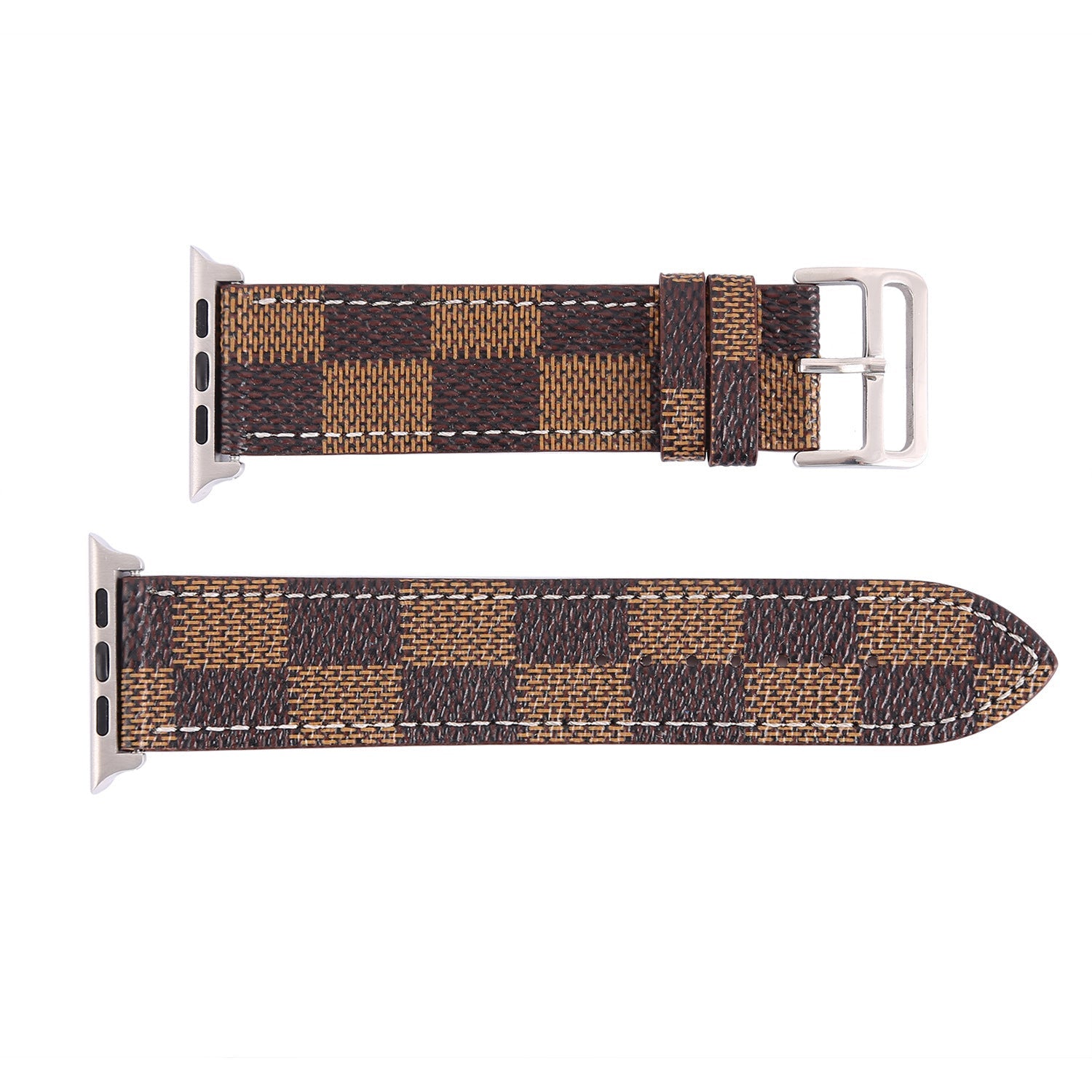 Compatible with Apple Watch strap iwtch strap checkered iWatch leather watchband - Checkered Leather iWatch Strap