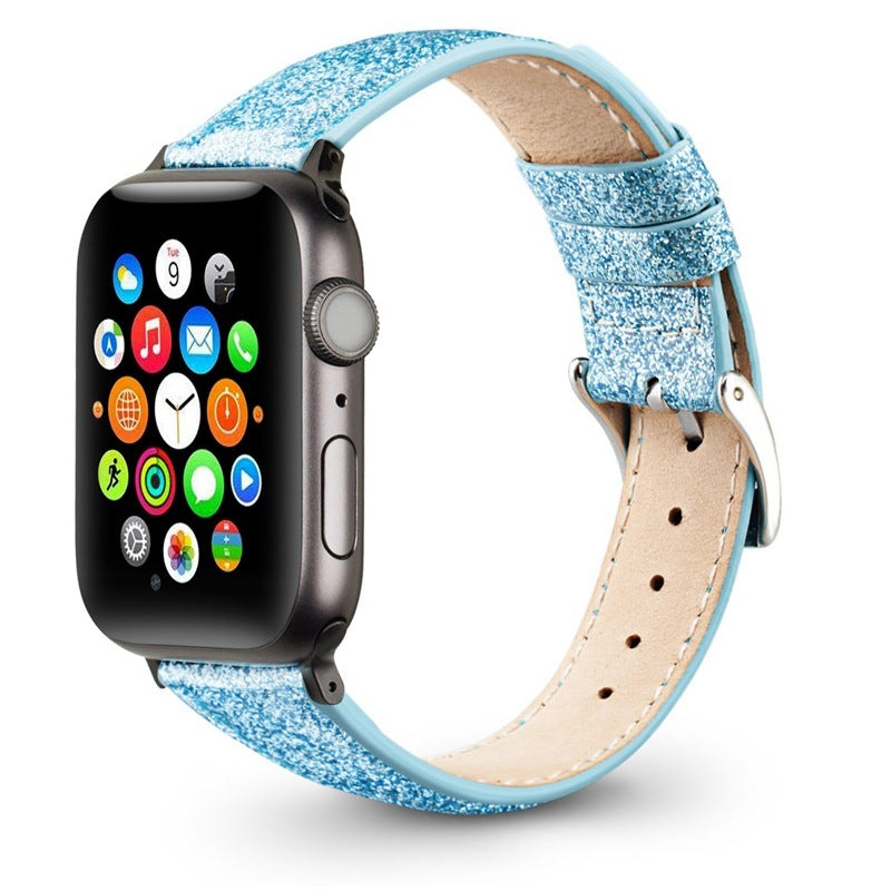 Compatible with Apple Watch Strap Leather Glitter Leather Strap - Leather Glitter Watch Strap Compatible with Apple