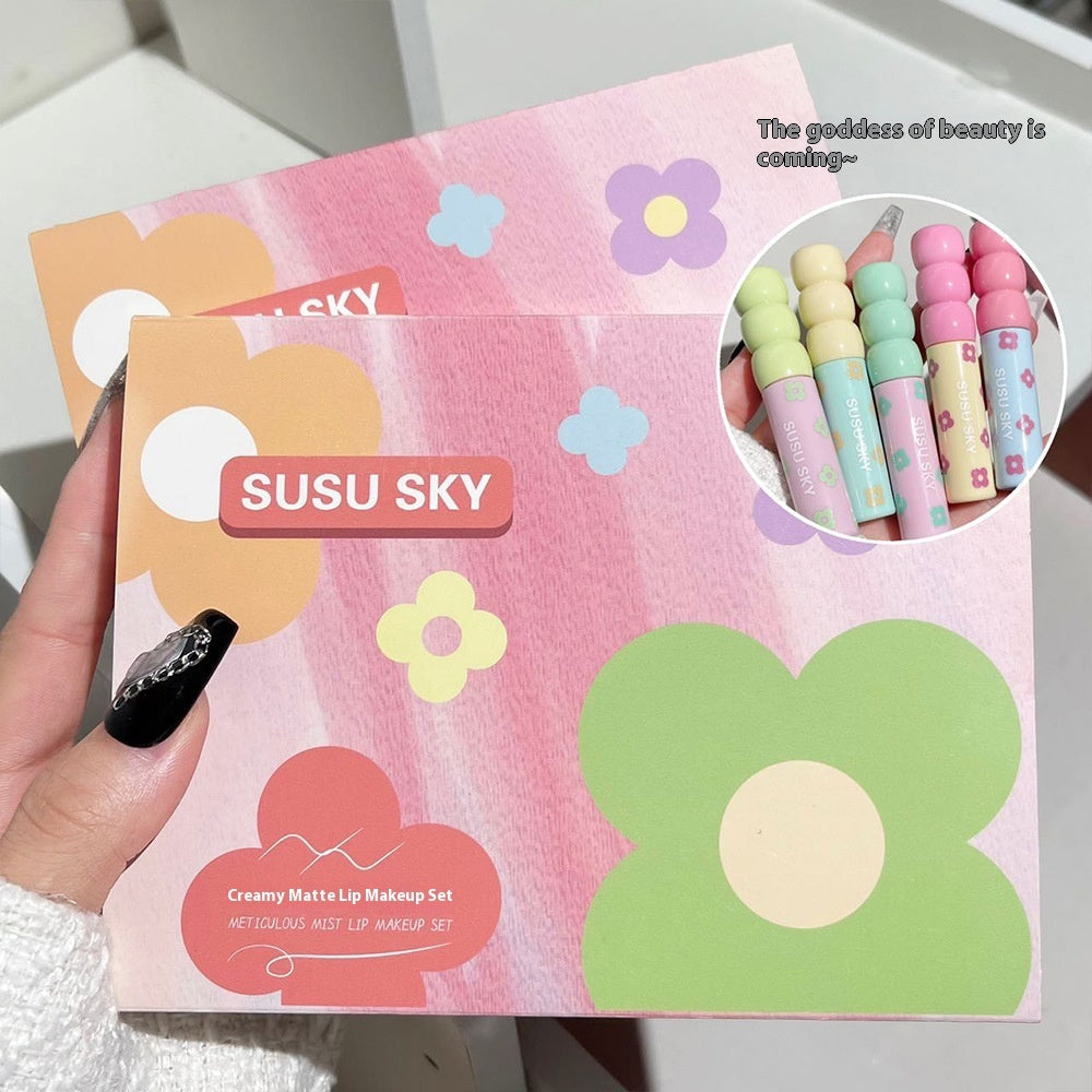 Complexion Improvement Set with Apricot Kernel Powder and Gourd Velvet Matte - Teleplus soft milk mist lip gourd velvet