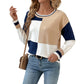 Contrast Color Blue White Pullover Japanese Korean Casual Stitching Sweater - Teleplus contrast color