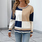 Contrast Color Blue White Pullover Japanese Korean Casual Stitching Sweater - Teleplus contrast color