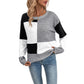 Contrast Color Pullover Persian Stretch Wool Gray Knit Sweater S M L - Teleplus contrast color