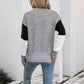 Contrast Color Pullover Persian Stretch Wool Gray Knit Sweater S M L - Teleplus contrast color