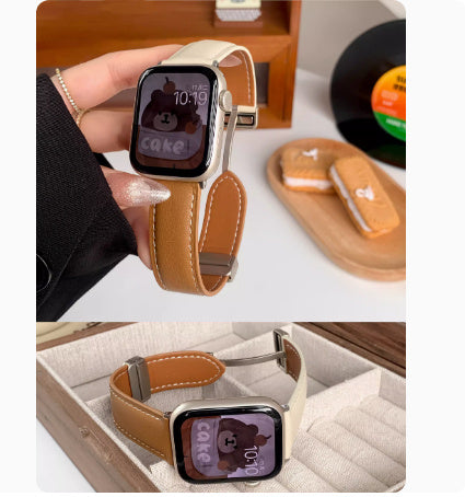 Contrast Leather Magnetic Buckle Strap - Contrast Leather Magnetic Buckle Watch Strap Film Delivery