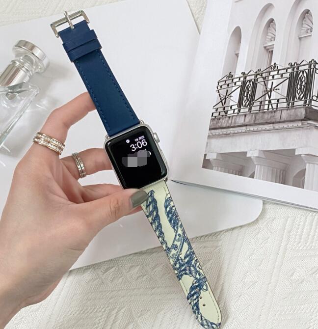Contrasting Pattern Leather Watch Wristband for Apple Models - Laughing in Style with a contrasting pattern leather