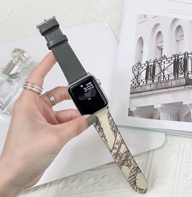 Contrasting Pattern Leather Watch Wristband for Apple Models - Laughing in Style with a contrasting pattern leather