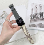 Contrasting Pattern Leather Watch Wristband for Apple Models - Laughing in Style with a contrasting pattern leather