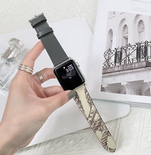 Contrasting Pattern Leather Watch Wristband for Apple Models - Laughing in Style with a contrasting pattern leather