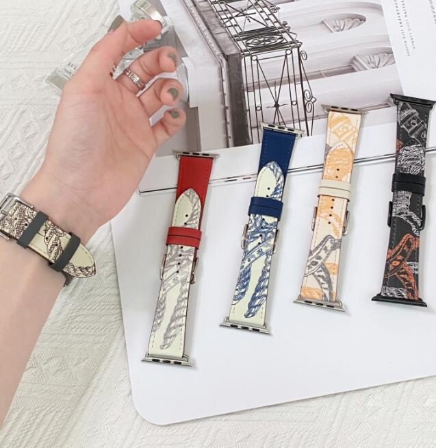 Contrasting Pattern Leather Watch Wristband for Apple Models - Laughing in Style with a contrasting pattern leather