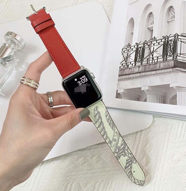 Contrasting Pattern Leather Watch Wristband for Apple Models - Laughing in Style with a contrasting pattern leather
