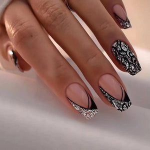 Cool Style Triangle French Nail Stickers with Glitter Leopard Print - Teleplus cool style triangle french glitter