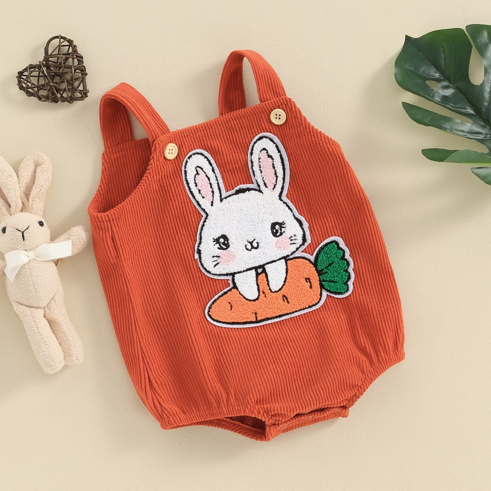 Corduroy Children’s Clothing Easter Cute Baby Girl Cartoon Rabbit Embroidered Romper - Corduroy Baby Girl Rabbit