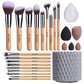 Corrugated Nylon Wool Makeup Brushes Suit with Rotating Barrel 18 Pack - Teleplus makeup brushes suit rotating barrel