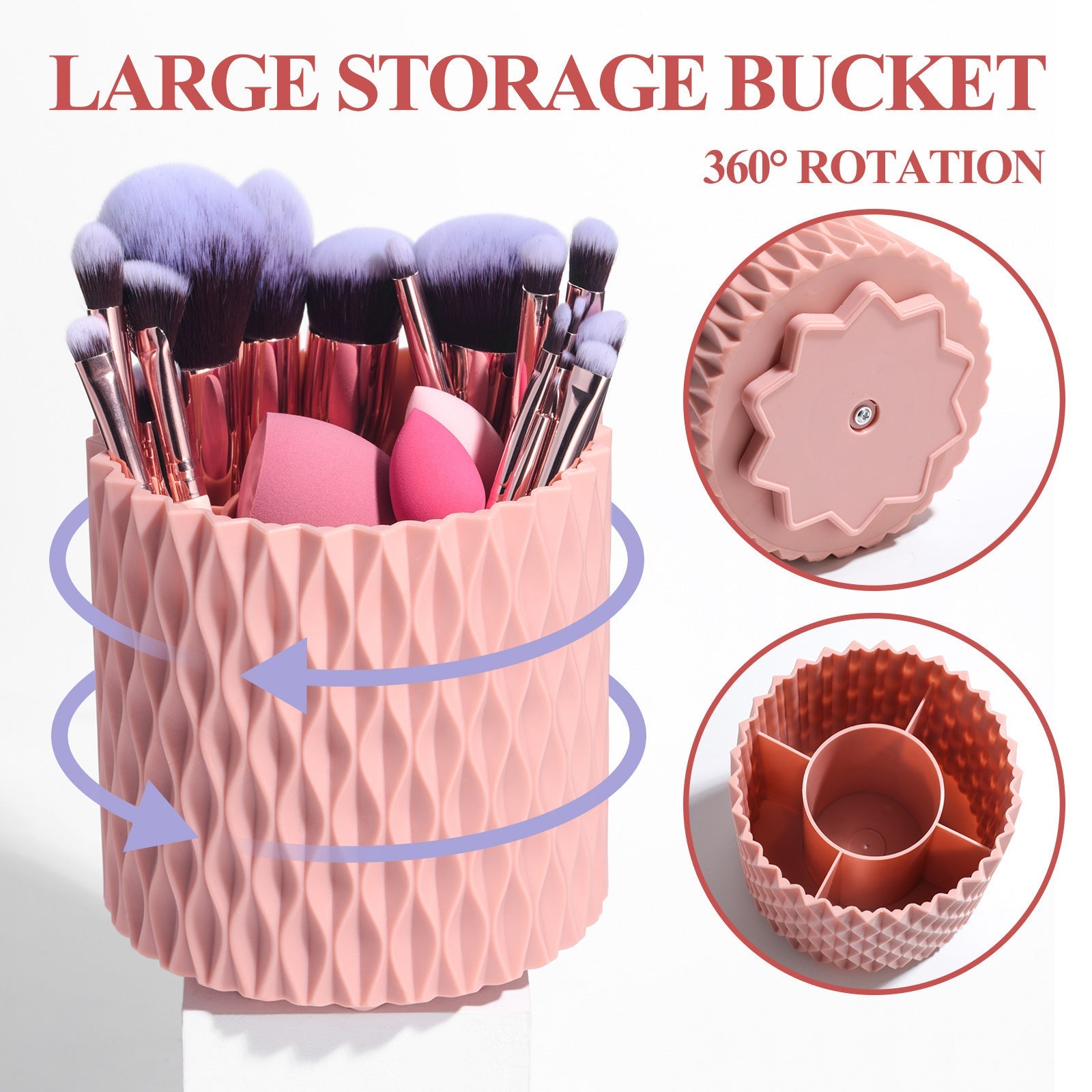 Corrugated Nylon Wool Makeup Brushes Suit with Rotating Barrel 18 Pack - Teleplus makeup brushes suit rotating barrel
