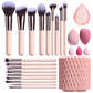 Corrugated Nylon Wool Makeup Brushes Suit with Rotating Barrel 18 Pack - Teleplus makeup brushes suit rotating barrel