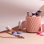Corrugated Nylon Wool Makeup Brushes Suit with Rotating Barrel 18 Pack - Teleplus makeup brushes suit rotating barrel