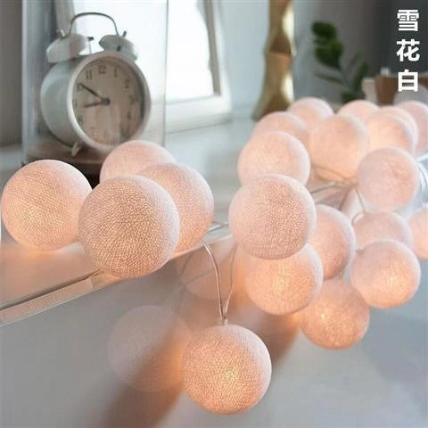 Cotton Ball Lighting Chain with Battery USB and Plug-in Options for Festivals - Plug cotton ball lighting chain festival