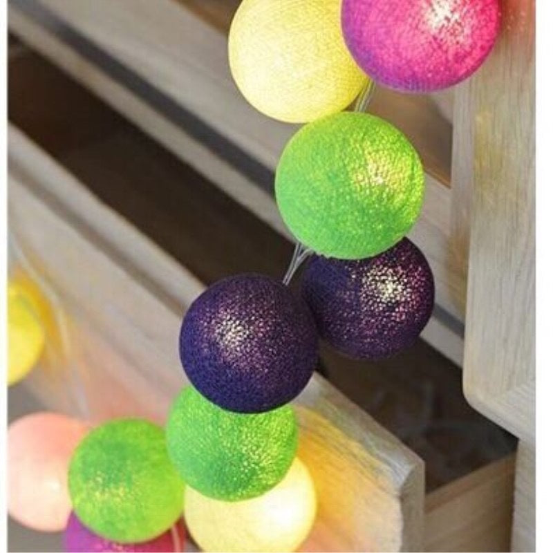 Cotton Ball Lighting Chain with Battery USB and Plug-in Options for Festivals - Plug cotton ball lighting chain festival