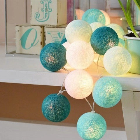 Cotton Ball Lighting Chain with Battery USB and Plug-in Options for Festivals - Plug cotton ball lighting chain festival