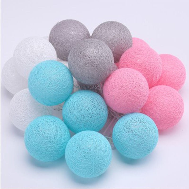 Cotton Ball Lighting Chain with Battery USB and Plug-in Options for Festivals - Plug cotton ball lighting chain festival