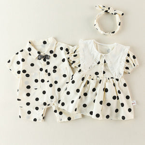 Cotton Short Sleeve Rompers for Girls and Boys in Asian Sizes Suitable the United States - Sibling Style Alert Cuties