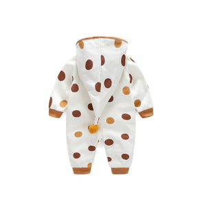 Cotton Printed Baby Hooded Crawling Bodysuit - Crawl in Style with Our Cotton Printed Baby Bodysuit