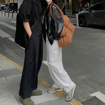 Cotton Shoulder Handbag with Horizontal Square Design for Daily - Teleplus cotton shoulder handbag