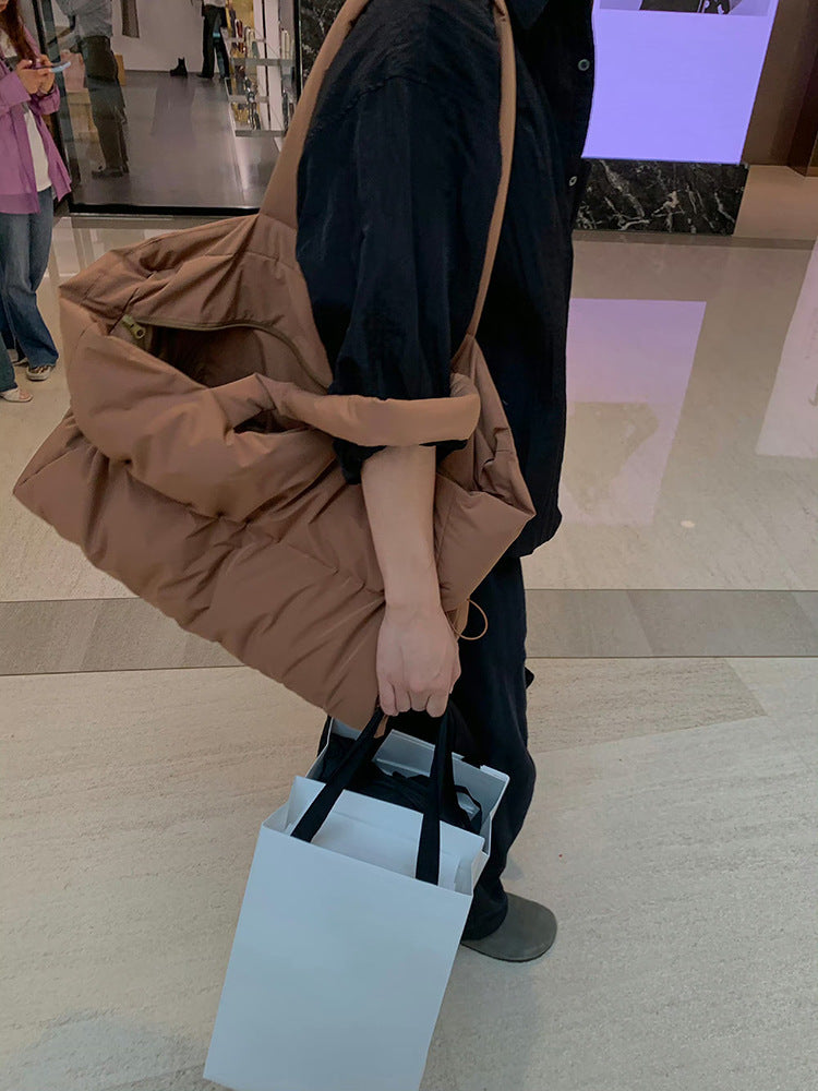 Cotton Shoulder Handbag with Horizontal Square Design for Daily - Teleplus cotton shoulder handbag