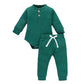 Cotton Waffle Stand Collar Romper Trousers Two-piece Set - Cotton Waffle Romper Set for Tiny Trendsetters