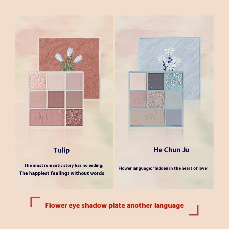 Cowherd Eight Colors Eye Shadow Plate Tulip Sequins Makeup for Girls and Students - Teleplus cowherd eight colors