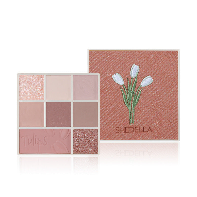 Cowherd Eight Colors Eye Shadow Plate Tulip Sequins Makeup for Girls and Students - Teleplus cowherd eight colors