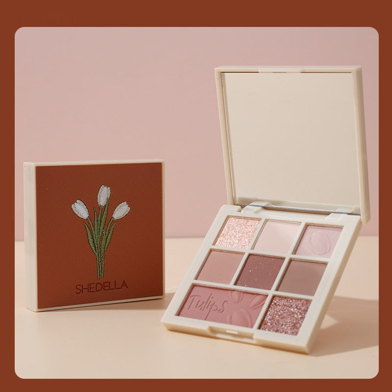Cowherd Eight Colors Eye Shadow Plate Tulip Sequins Makeup for Girls and Students - Teleplus cowherd eight colors