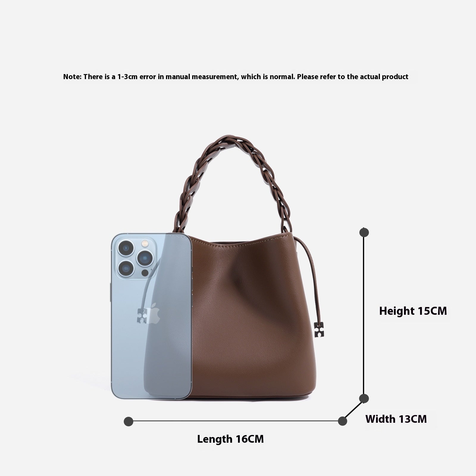 Cowhide Cross Body Bucket Bag with Cotton Lining and Open Pocket Medium Size - Pink Purple Olive Green cross body