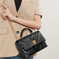 Cowhide Diamond Chain Square Shoulder Messenger Bag with Clamshell Design - Teleplus cowhide diamond chain square