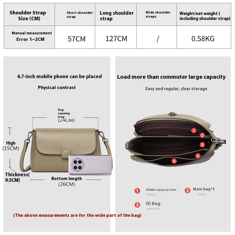 Cowhide Stylish Simple Women’s Shoulder Bag in Multiple Colors - cowhide stylish simple versatile crossbody