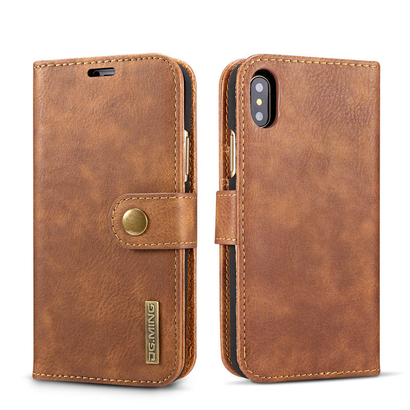 Cowhide Two-fold Split Adsorption Mobile Phone Leather Case - Cowhide Two-fold Mobile Phone Leather Case