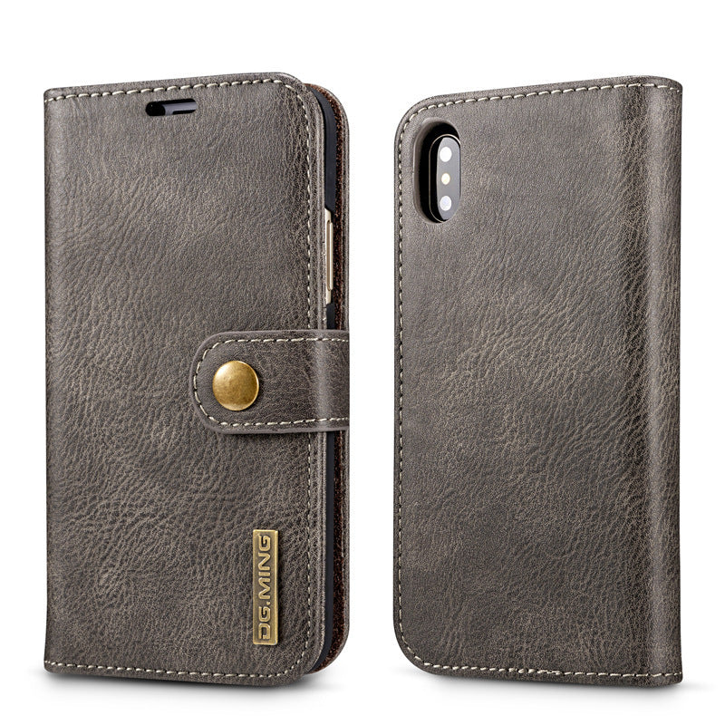 Cowhide Two-fold Split Adsorption Mobile Phone Leather Case - Cowhide Two-fold Mobile Phone Leather Case