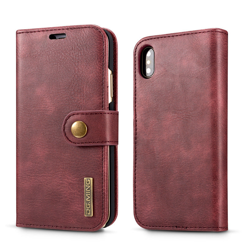 Cowhide Two-fold Split Adsorption Mobile Phone Leather Case - Cowhide Two-fold Mobile Phone Leather Case