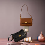 Cowhide Versatile Crossbody Shoulder Bag with Clamshell Design for Daily - Teleplus Use cowhide versatile crossbody