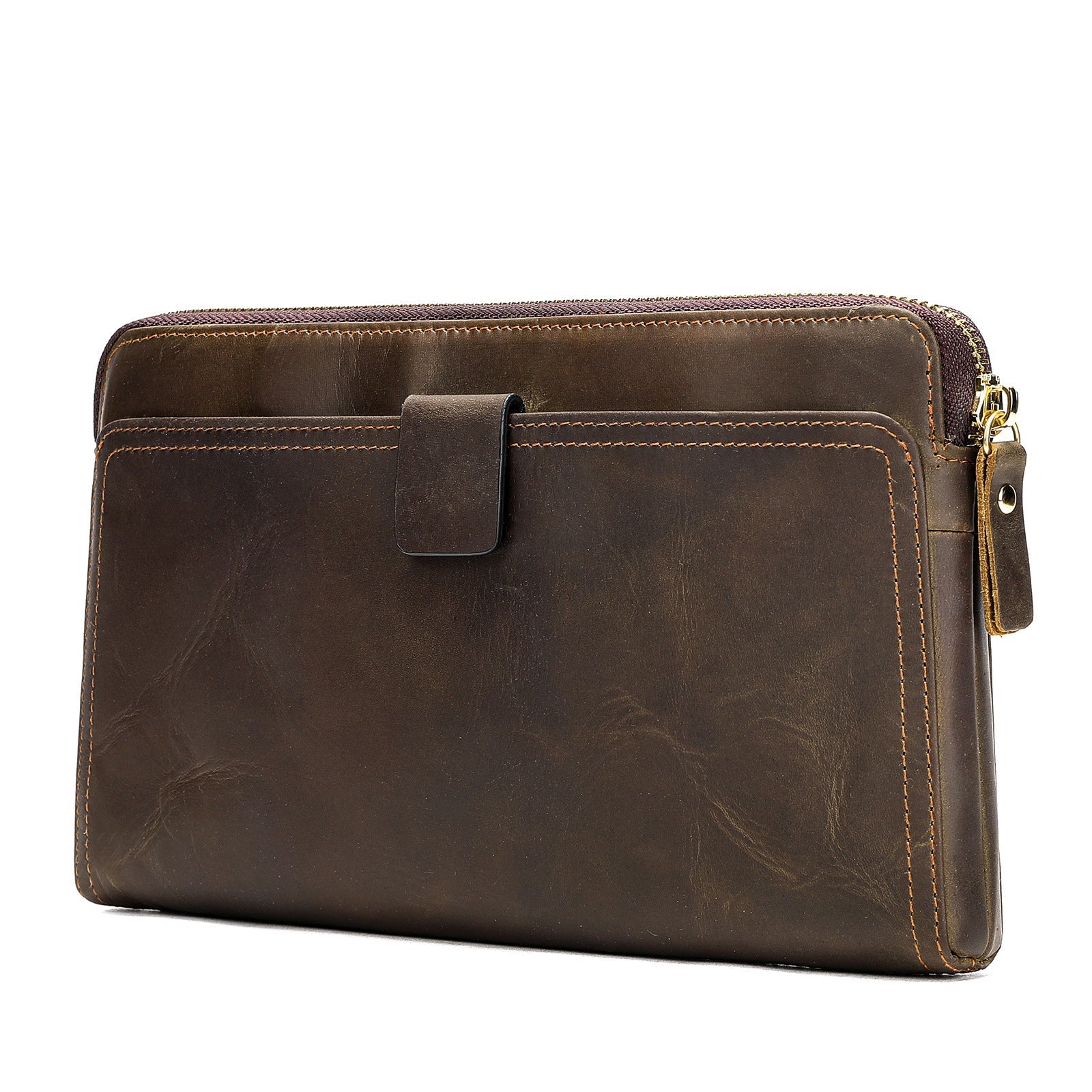 Crazy Horse Leather Brown Wallet for Men Genuine Business Bifold - crazy horse leather brown